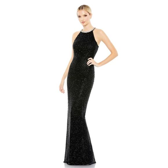 Mac Duggal Dresses & Skirts - FLAWED - NWT Mac Duggal Beaded Sleeveless High Neck Column Gown Black 4 #8517